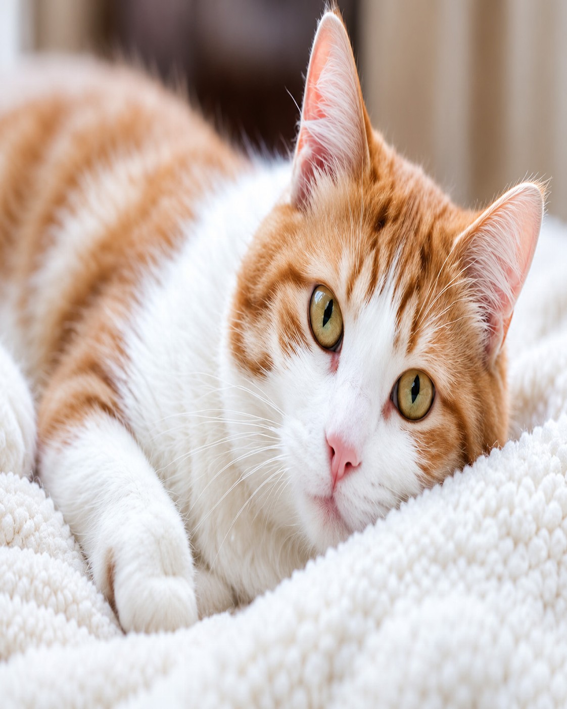 Cozy Ginger Cat on Plush Blanket