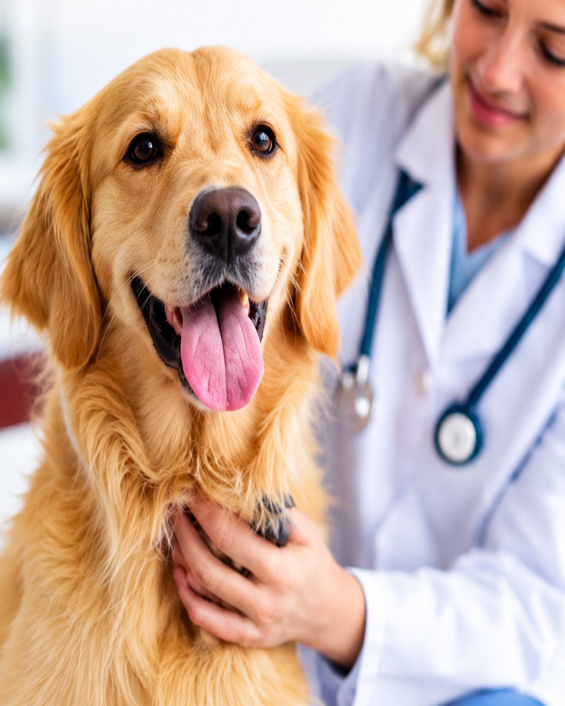 Happy Golden Retriever Checkup